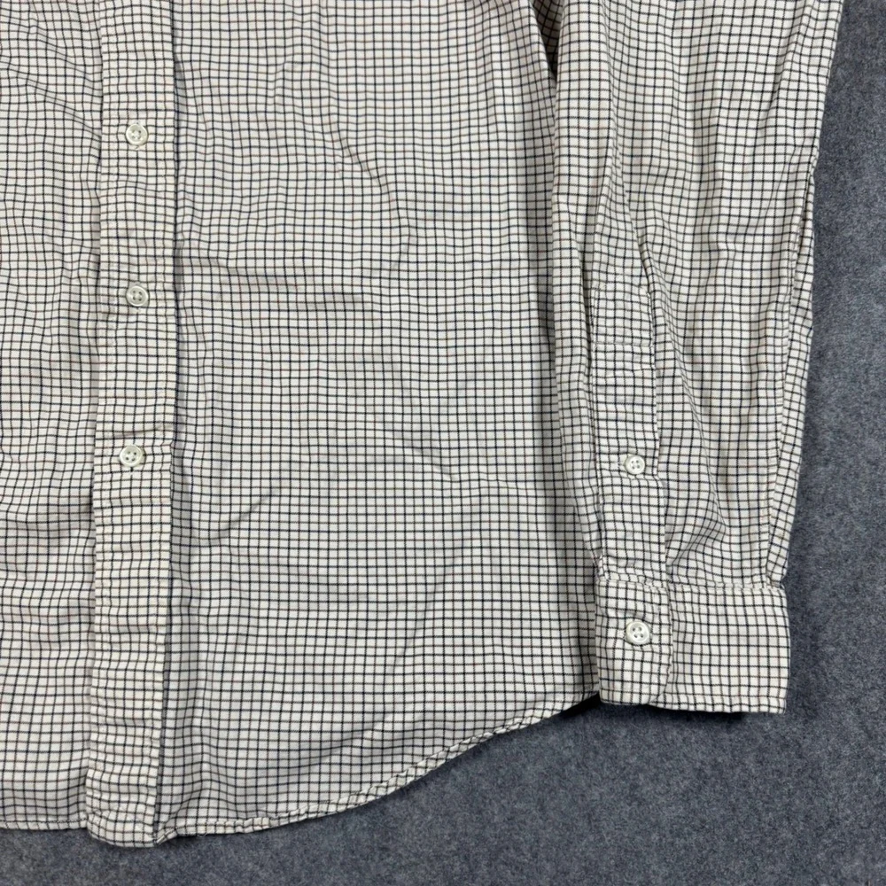 Polo Ralph Lauren Shirt Mens Medium Tan Navy Plaid Custom Fit Cotton Button Down